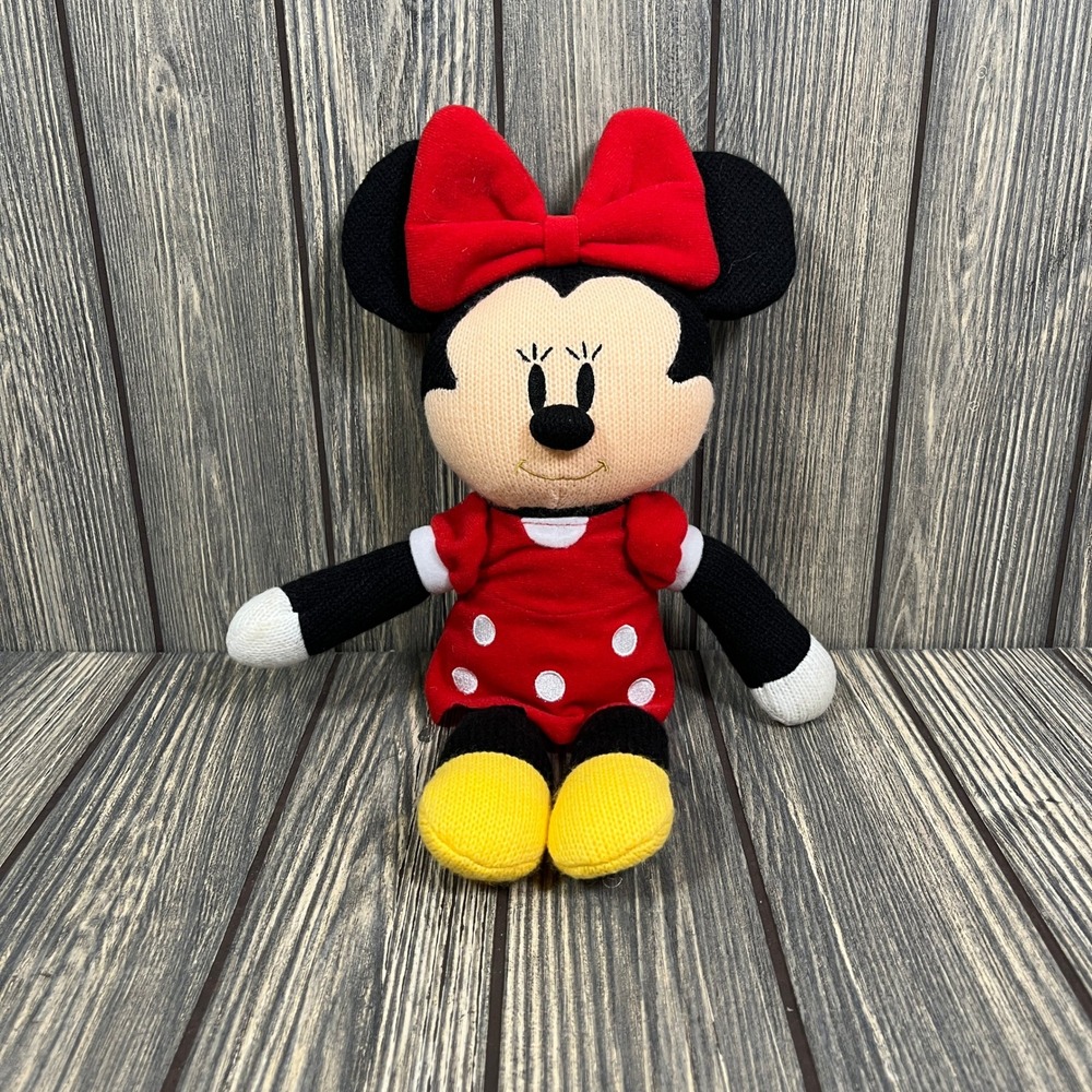 Minnie Mouse Hong Kong Disneyland Plush Red Knit Polka Dot Crochet Beanie